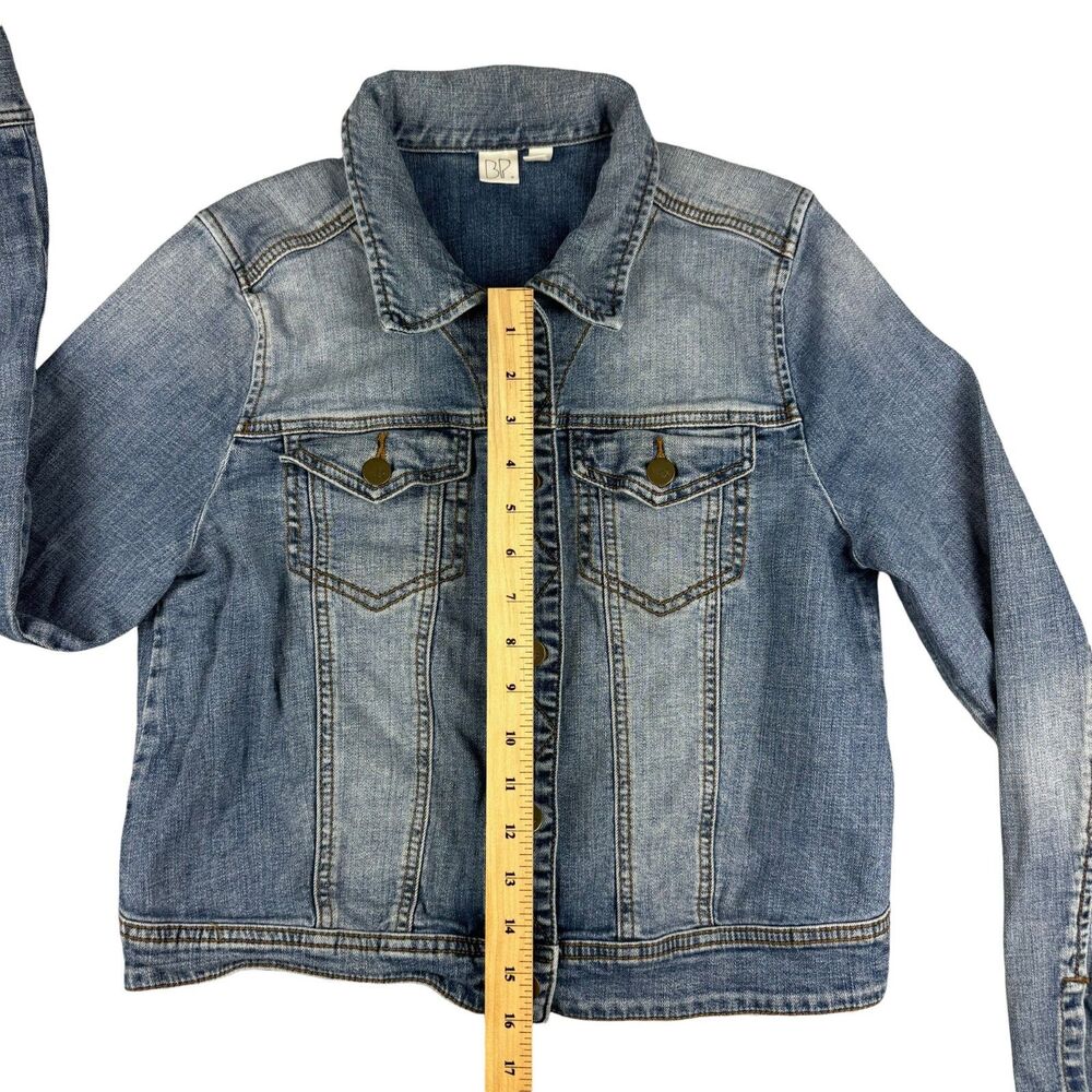 BP Jacket Women's Large Blue Jean Denim Long Sleeve Button Up Pockets Casual Top - Picture 5 of 7